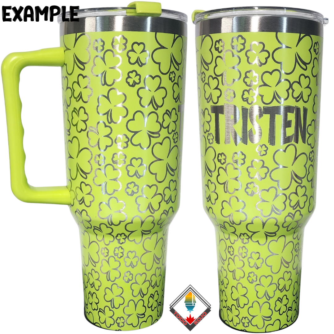 40oz Stainless Steel Tumbler ~Spring~ Lime Green