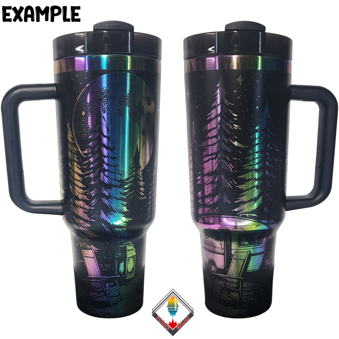 40oz Stainless Steel Tumbler ~Rainbow Plated~ Black