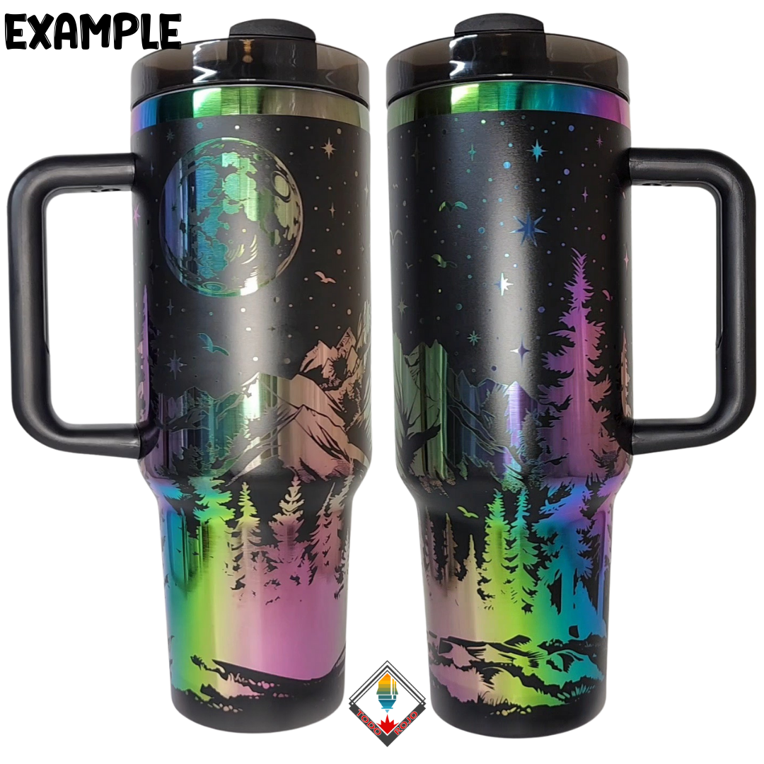40oz Stainless Steel Tumbler ~Rainbow Plated~ Black