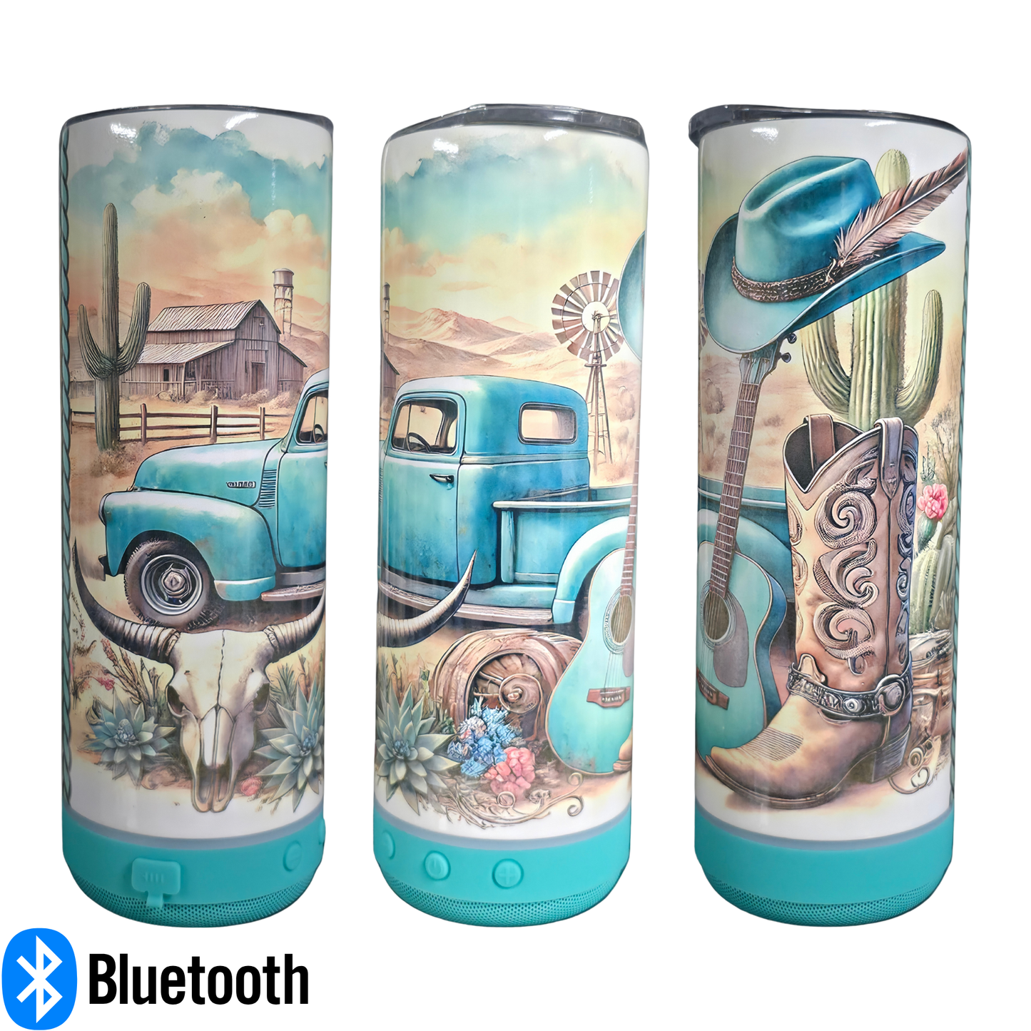 20oz Tumbler W/SPEAKER - Teal Western