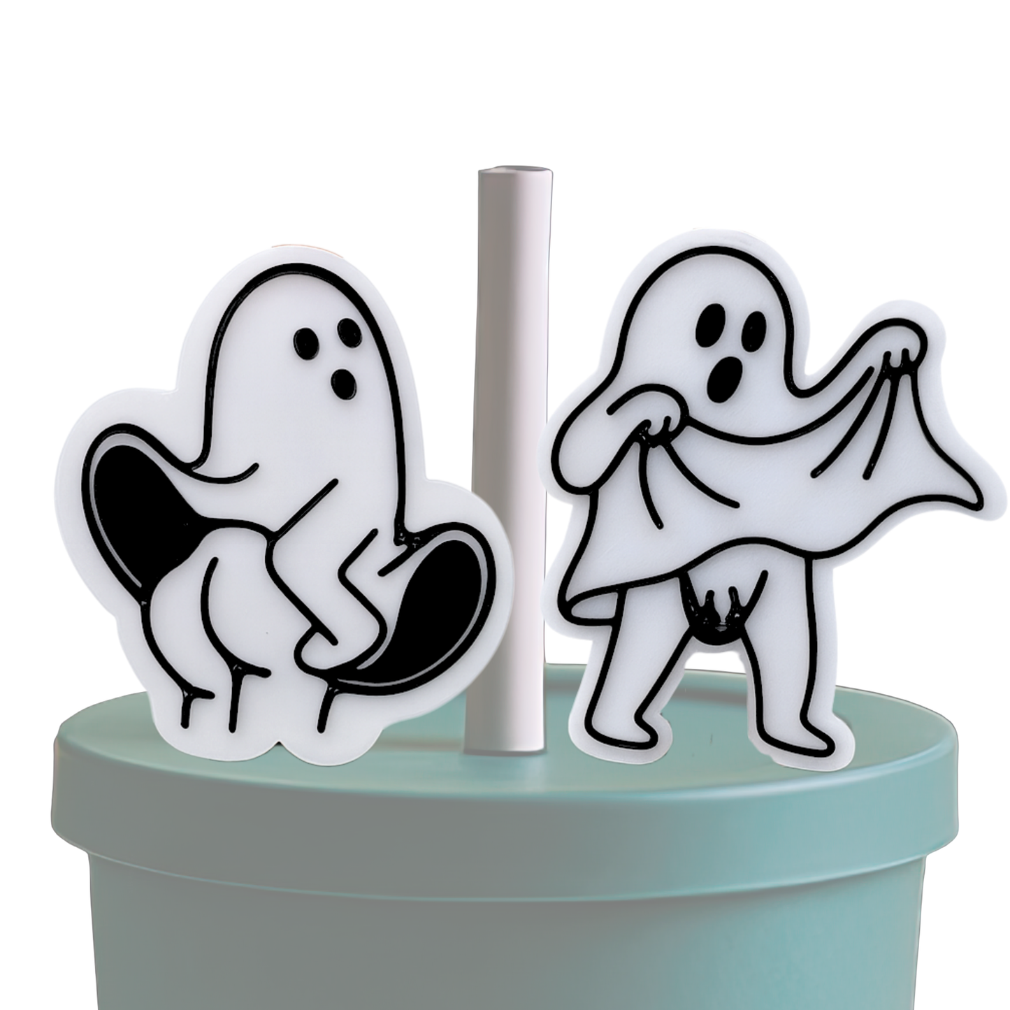 Adult Humor - His & Hers Flashing Ghost - Straw Topper