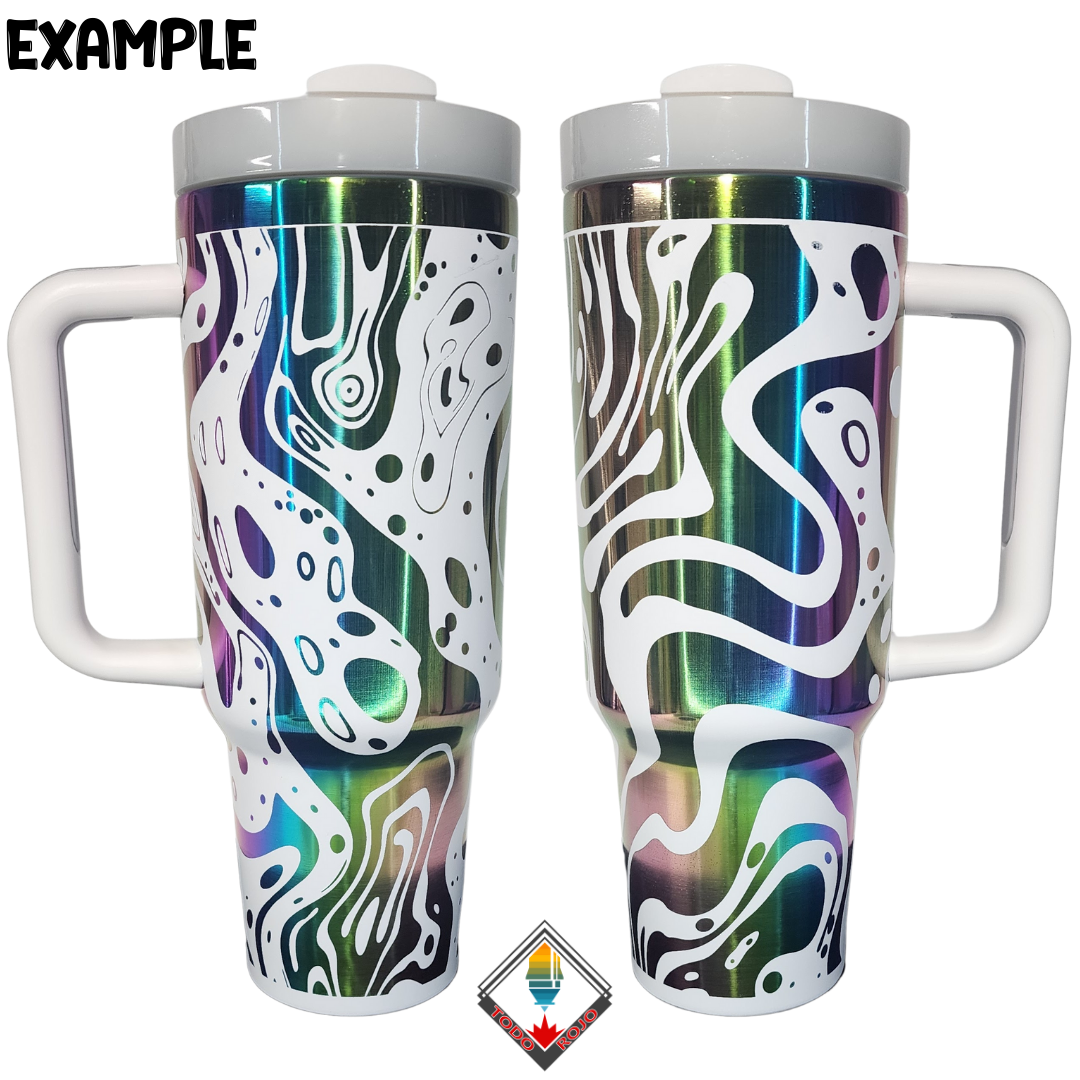 40oz Stainless Steel Tumbler ~Rainbow Plated~ White