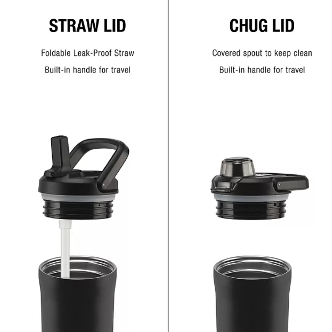 24oz Water Bottle with 2 Lids! - Matcha