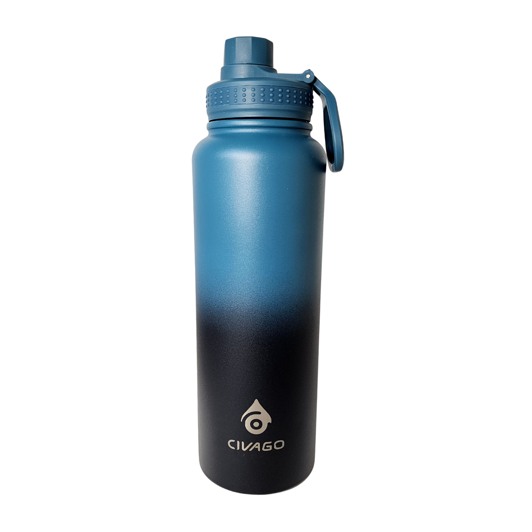 40oz Water Bottle - Blue/Black Ombre