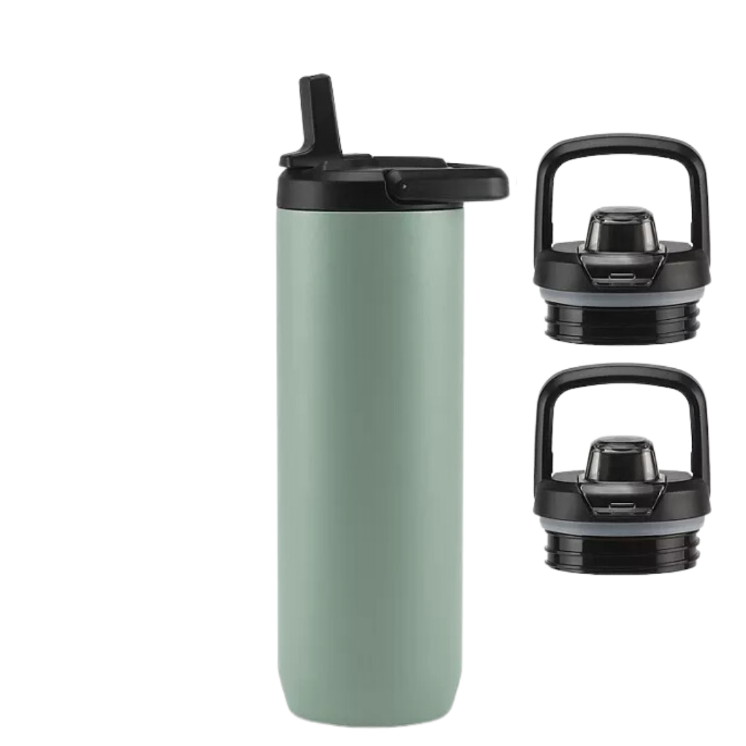24oz Water Bottle with 2 Lids! - Matcha
