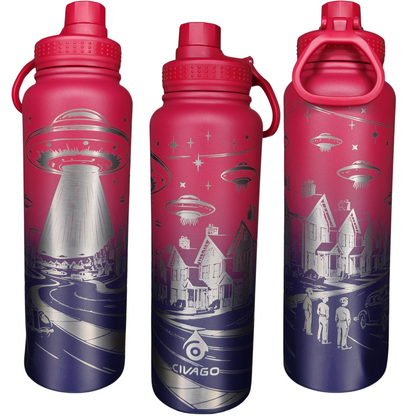 40oz Water Bottle - Alien Invasion