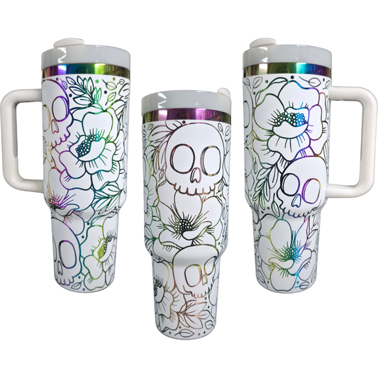 40oz Tumbler - Skull Doodles