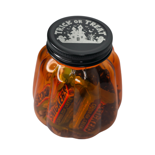 Orange Pumpkin Candy Jar - Trick or Treat