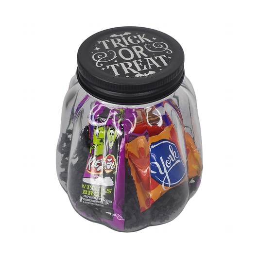 Clear Pumpkin Candy Jar - Trick or Treat