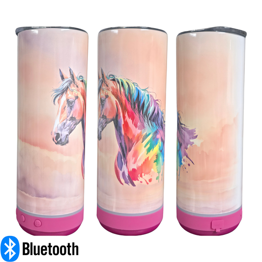 20oz Tumbler W/SPEAKER - Rainbow Horse