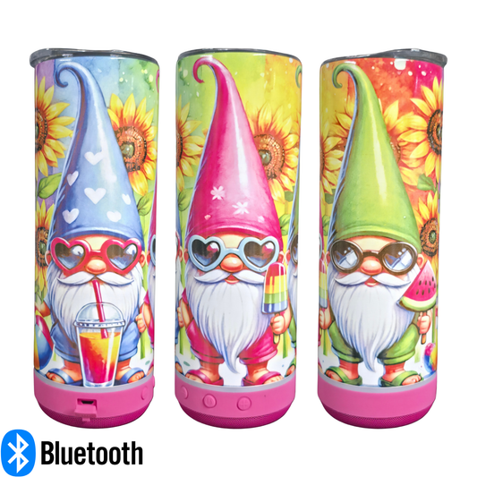 20oz Tumbler W/SPEAKER - Summer Gnomes