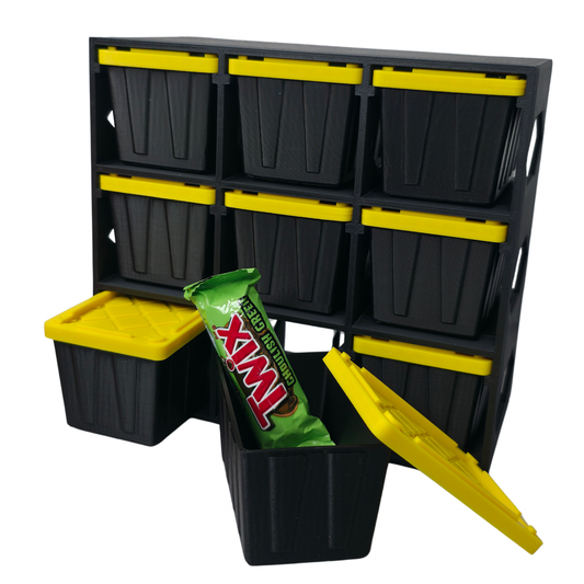 Mini Storage Containers w/ Rack - Black/Yellow