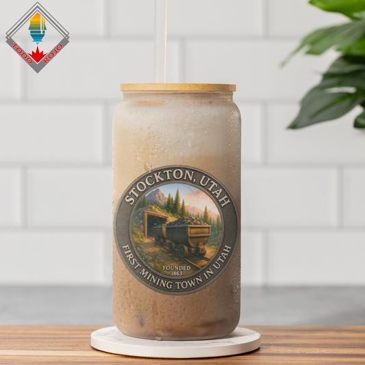 16oz Glass Can Tumbler - Stockton Emblem