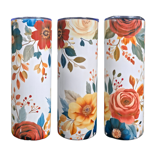 20oz Skinny Tumbler - Boho Flowers