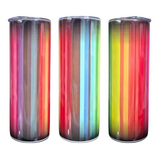20oz Skinny Tumbler - Rainbow Stripes