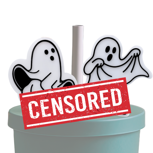 Adult Humor - His & Hers Flashing Ghost -  Straw Topper