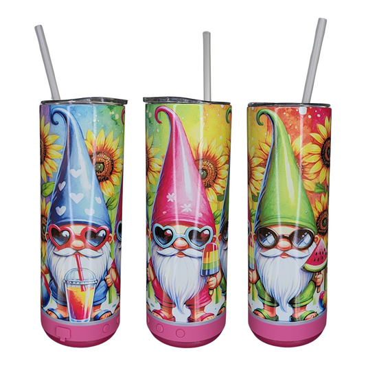 20oz Tumbler W/SPEAKER!  - Summer Gnomes
