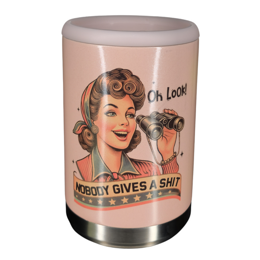 12oz Can Cooler - Oh Look, Nobody Gives a Shit - Blush Glitter
