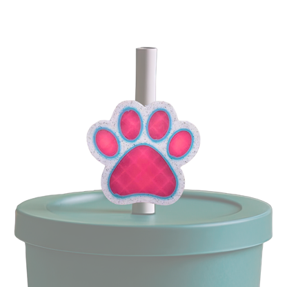 Tumbler Straw Topper - Paw Prints