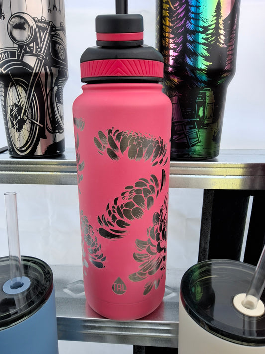 40oz Water Bottle - Chrysanthemums